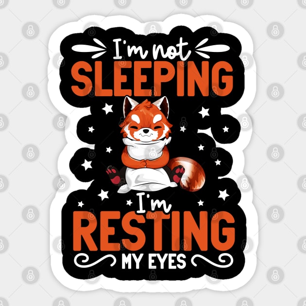 Red Panda - I'm not sleeping I'm resting my eyes Sticker by Modern Medieval Design